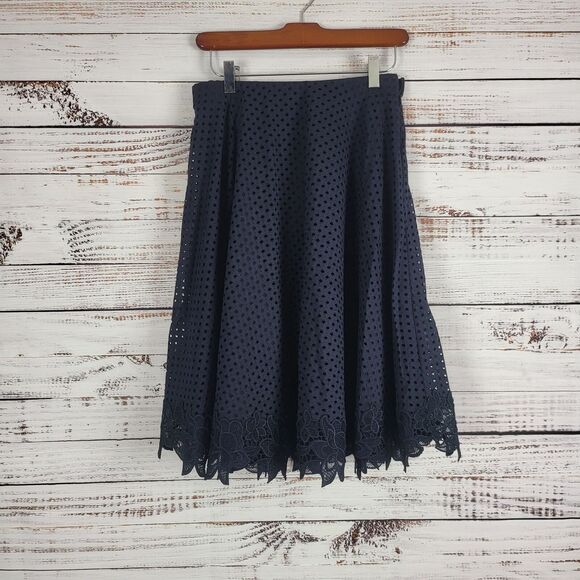 Ann Taylor Dresses & Skirts - Ann Taylor Petite Mini Skirt 4P Womens Blue Lace Overlay Back Zip Lined